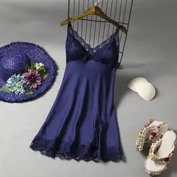 Для женщин шелк кружево шить Ночное платье пикантные летние слинг белье для сна дома пижамы новый