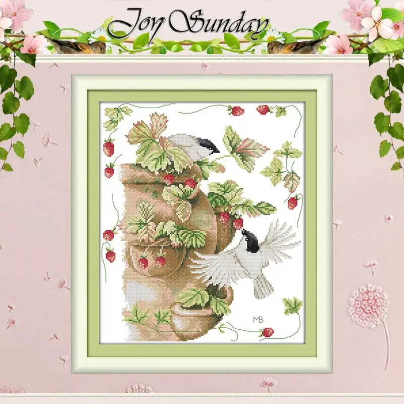 

Birds and strawberries counted Cross Stitch 11CT 14CT Cross Stitch Set Wholesale DIY Cross-stitch Kit Embroidery Needlework