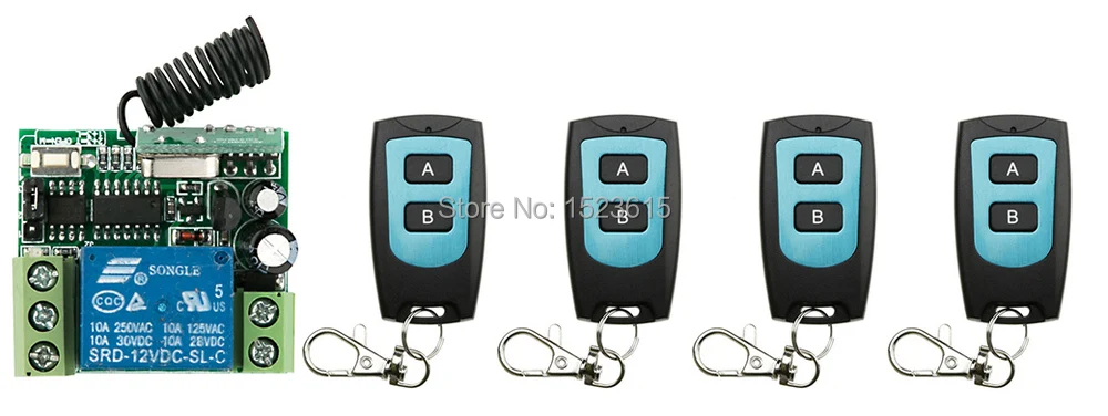 

Universal DC12V 1CH 10A Remote Control Switch Relay Output Radio Receiver Module and Waterproof Transmitter Toggle Momentary