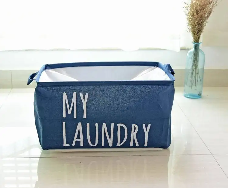 Новая Корзина для белья складная корзина для одежды из хлопка водонепроницаемая Складная Экологически чистая коробка для хранения одежды для хранения игрушек - Цвет: Blue