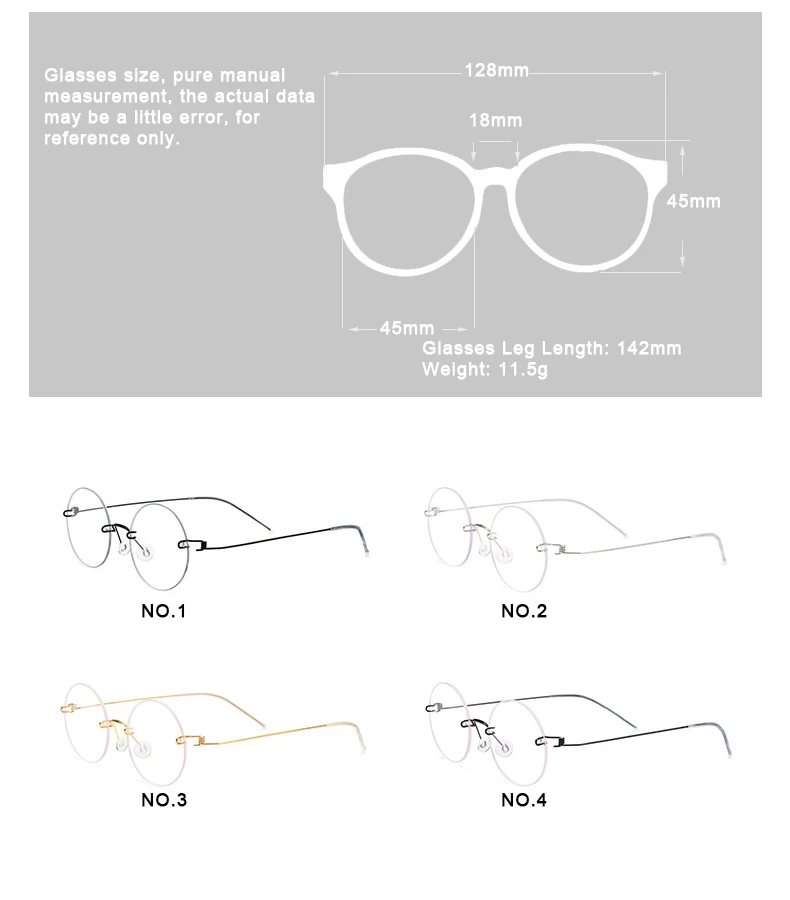 Ретро безрамные очки из титанового сплава, очки для мужчин и женщин, ультралегкие круглые очки для близорукости, оптическая оправа, корейские очки по рецепту