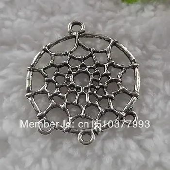 

120 pieces antique silver Dreamcatcher connector 34x28mm #002