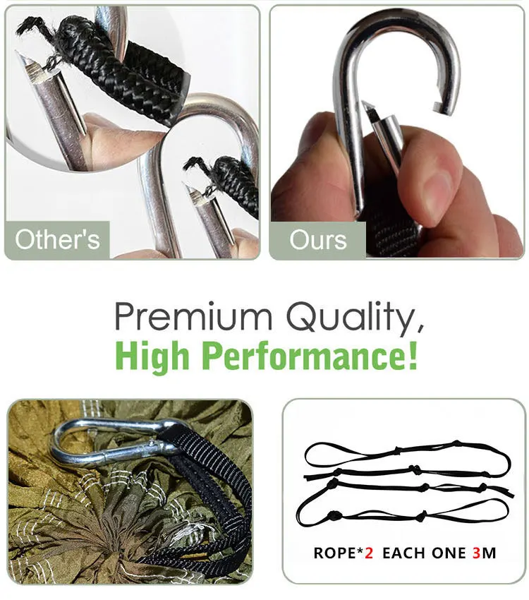 Outdoor Hammock With 2 Straps 2 Carabiner