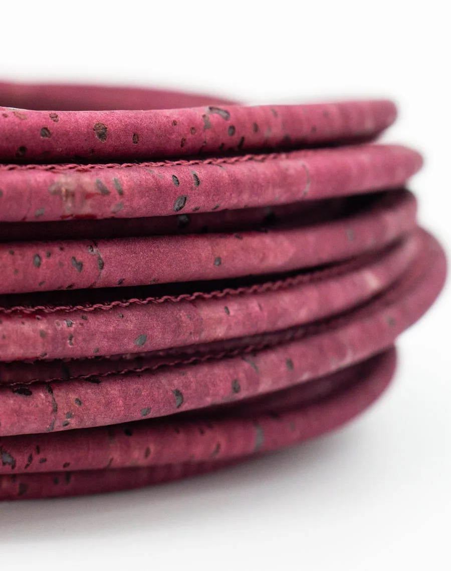 3mm wine red Cork Cord Portuguese cork jewelry supplies /Findings cord vegan material COR 366in