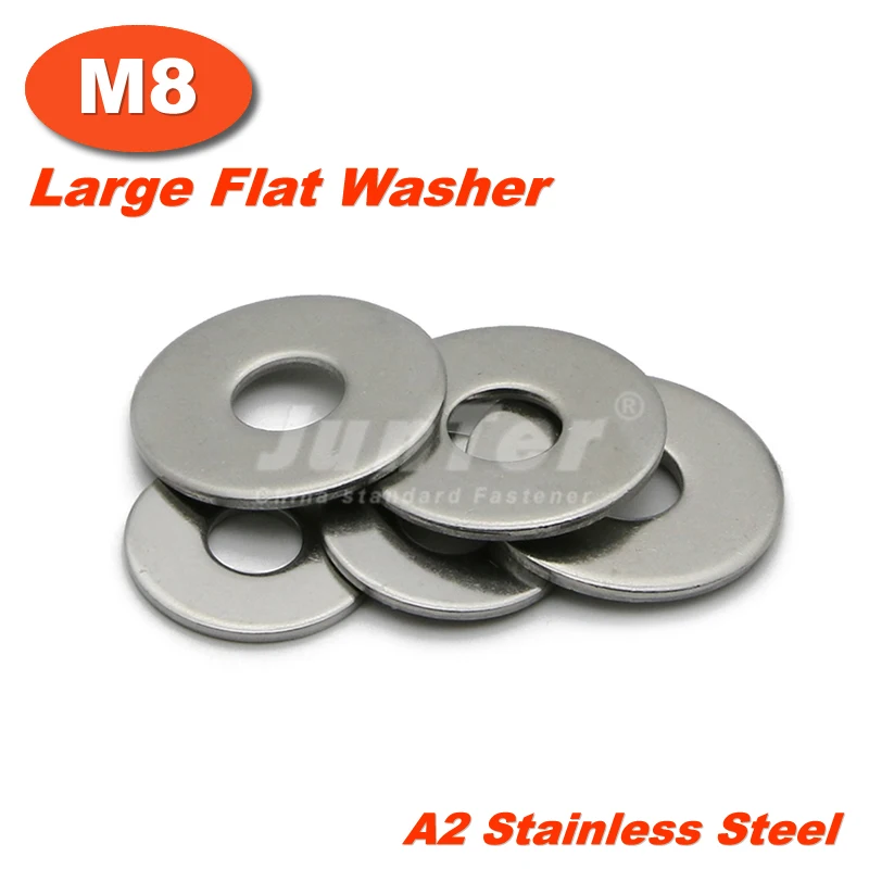 200pcs/lot DIN9021 M8 Large Flat Washer A2 Stainless Steelin Washers