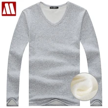 Осенне-зимняя футболка с флисовой подкладкой, модные мужские бархатные майки, теплые мужские повседневные хлопковые подштанники с v-образным вырезом, S-5XL