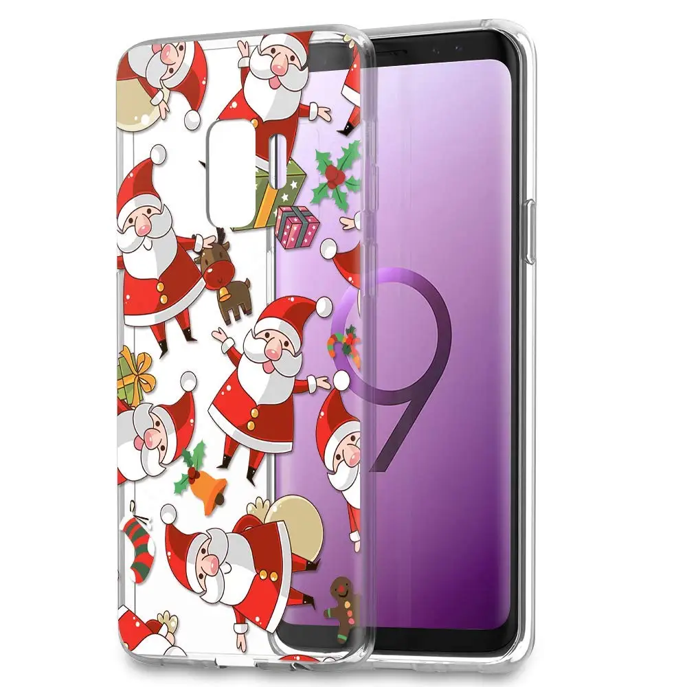 Santa Reindeer Christmas Patterned Clear Slim Soft Case Cover For Samsung S9 S8 S7 Edge Note 9 Note 8 S8 Plus TPU Phone Coque    (9)