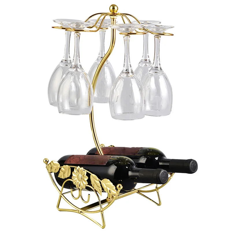 

Wine Rack Wine Bottle Holder Glass Cup Holder Display Champagne Bottles Stand Hanging Drinking Glasses Stemware Rack Shelf