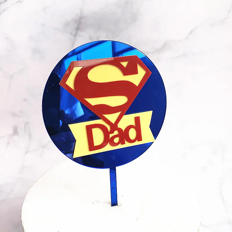 New Super Dad Happy Birthday Acrylic Cake Topper Father's Day Acrylic Cupcake Topper For Dad Birthday Party Cake Decorations