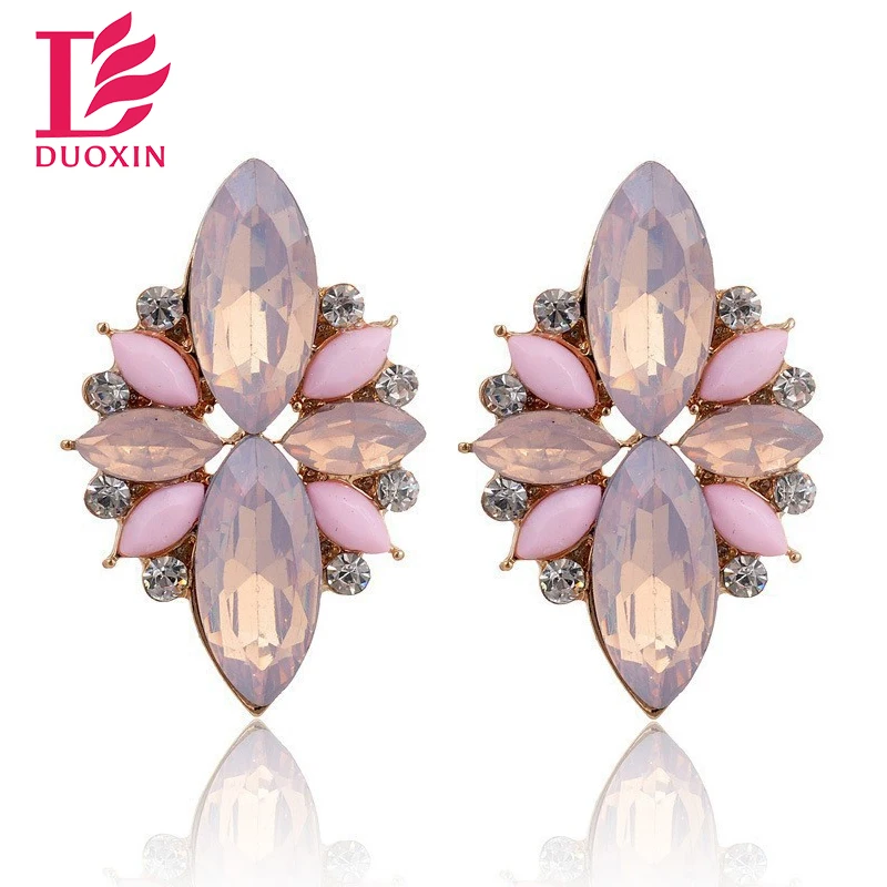 Opal Stone Stud Earrings 2015 New Elegant Crystal Earrings For Women Trendy Gold Plated Women Earrings