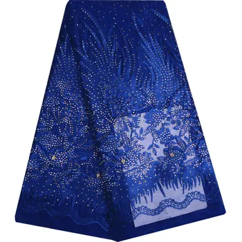 

African Lace Fabric High Quality Nigerian Lace Fabric Royal Blue African Swiss Lace Fabric For Nigerian Wedding Party 854