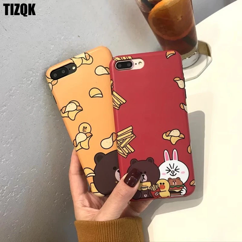TIZQK Cartoon Pattern Anti-knock Phone Case For iphone 6 6s 7 8 Plus X Back Cover Smooth Soft IMD Fitted Cases |
