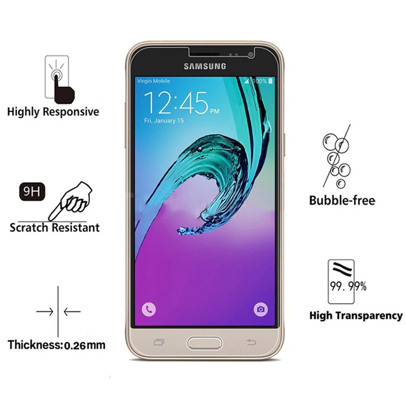 Закаленное стекло для samsung Galaxy J3 J5 J7 J1 9H Защитная пленка для экрана на samsung A3 A5 A7 защитное стекло