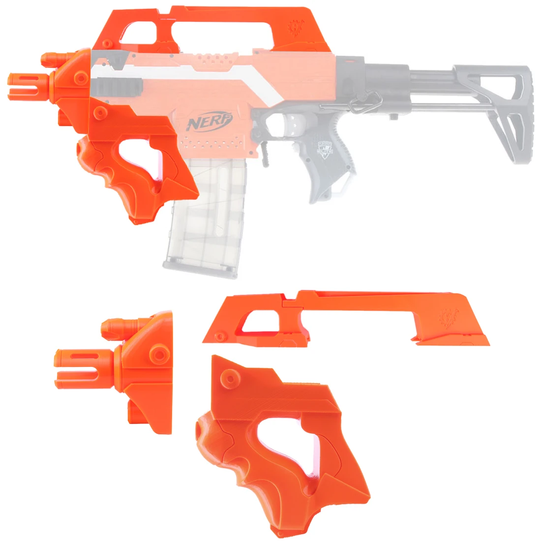 

Worker F10555 3D Printing Modularized No.193 Thunder Barrel Set for Nerf Stryfe with Top Patch - Orange