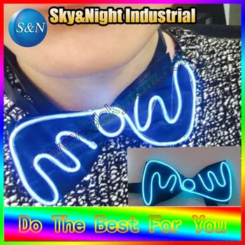 

2017 New EL Bowtie with 2AAA inverter ten color for option none wire led flashing el wire+Free shipping