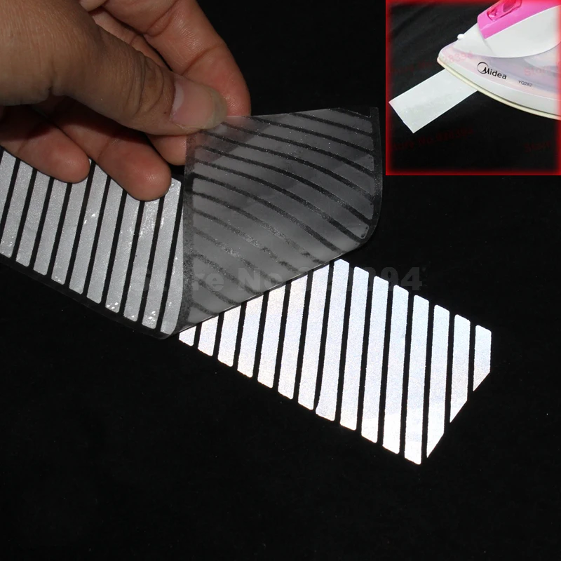 Safety Silver Reflective Stripe Tape Fabric Iron On Material Heat