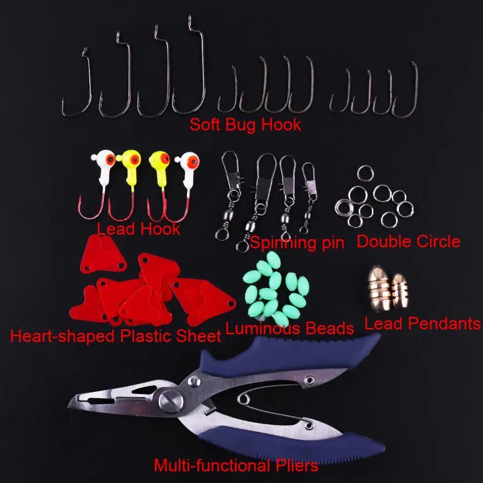 108 шт./лот, набор искусственных рыболовных наживок, жесткая приманка для ловли гольяна, Мягкая приманка, светящиеся свинцовые крючки, коробка для рыболовных снастей для морской пресноводной рыбалки