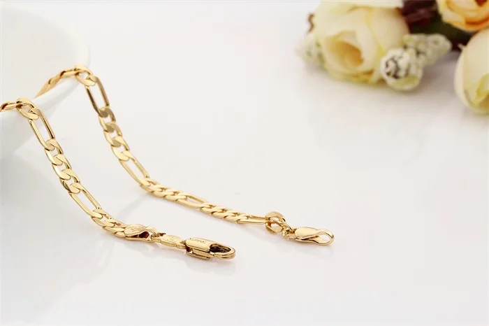 Желтое или белое золото Цвет Фигаро цепи длинное ожерелье для мужчин ювелирные изделия 60 см 2" Ширина 4 мм мода ожерелье для женщин Kolye хип хоп панк