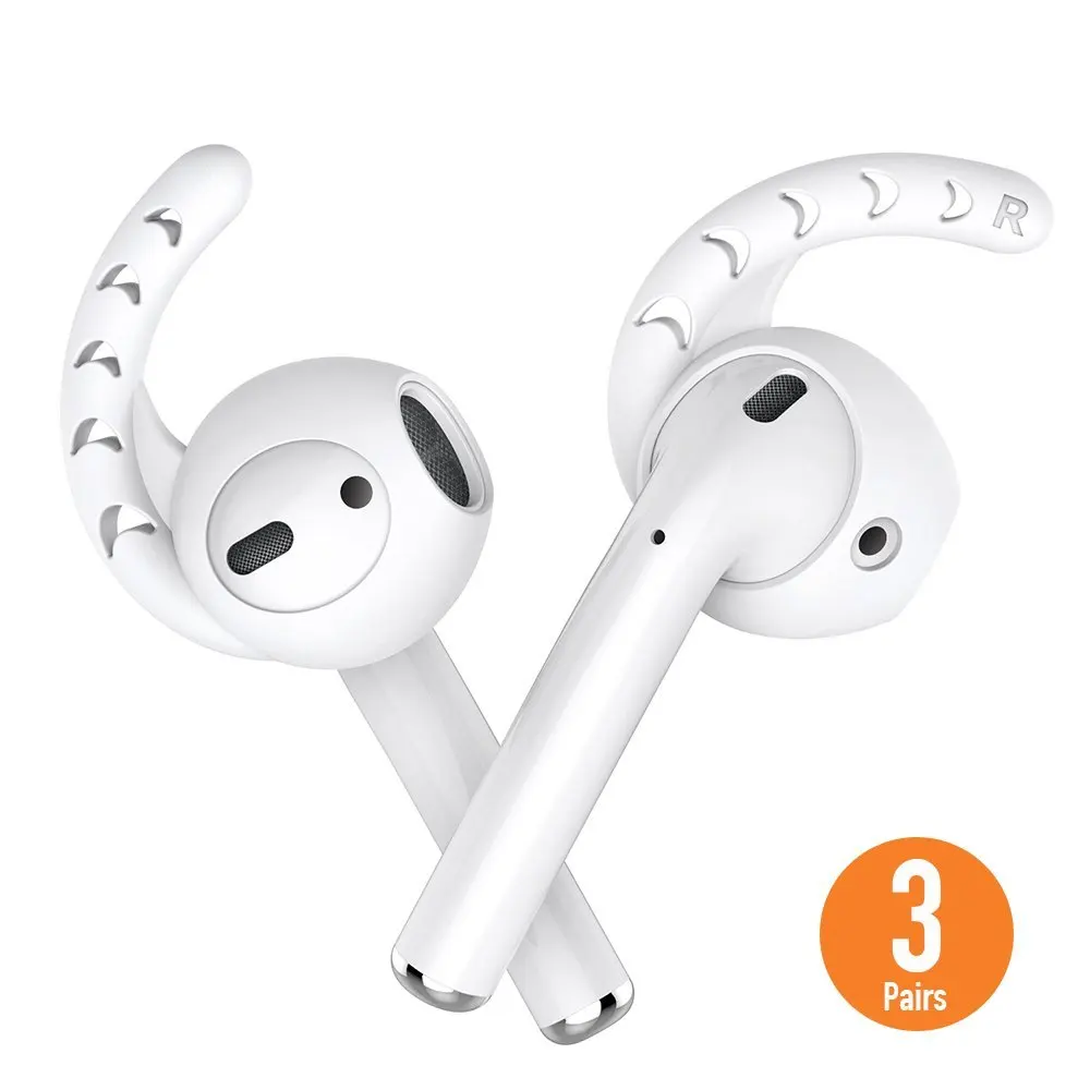 Duszake Replacement Soft Silicone Antislip Ear Cover Hook Earbuds Tips Earphone Silicone Case for AirPods Apple 3 Pairs