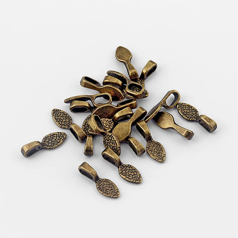 100Pcs Antique Bronze Tone Glue on Bails Setting For Necklaces Pendant