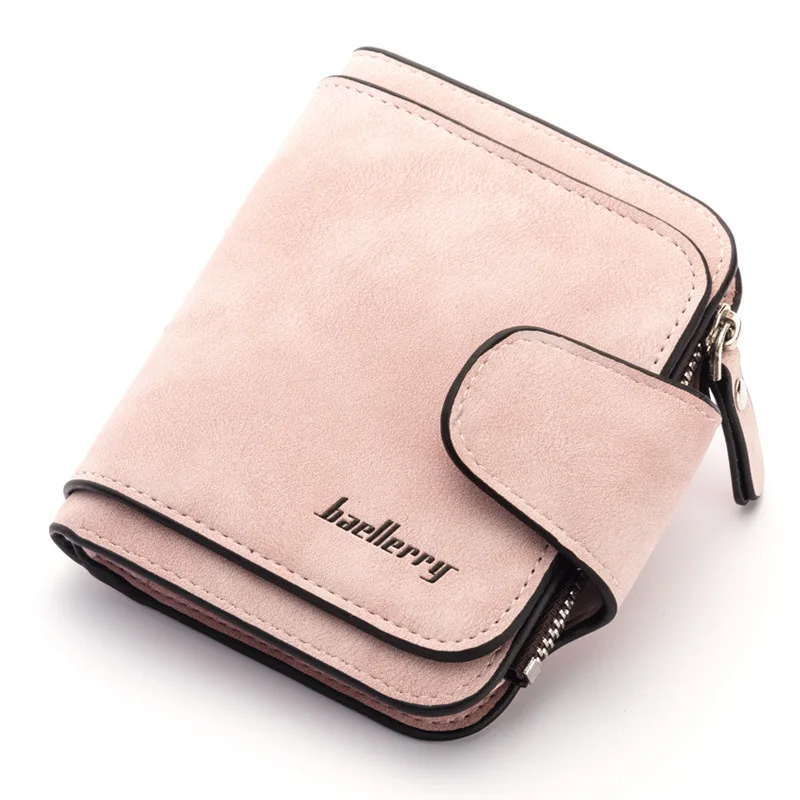 Новое поступление Винтажный кошелек для женщин с буквами на молнии, короткий бумажник, держатели карт кошельки для монет, портмоне женский клатч carteira - Цвет: Pink