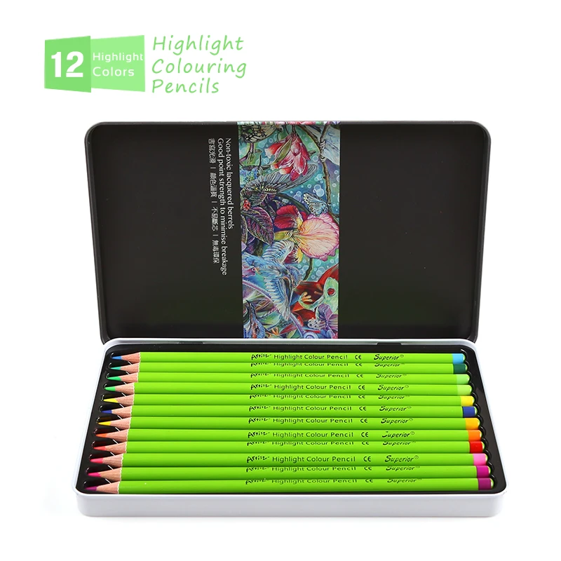

Superior 12 Colors Highlight Colouring Pencils Non-toxic Colored Pencils Set For School Drawing Lapices De Colores Art Supplies