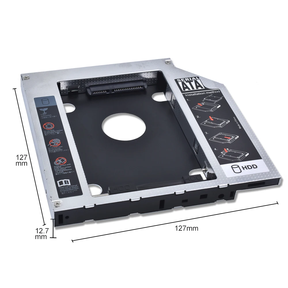 TISHRIC Универсальный Optibay 2nd HDD Caddy 12,7 мм SATA3.0 для 2,5 ''SSD DVD для HDD чехол Корпус Жесткий диск Драйвер адаптер