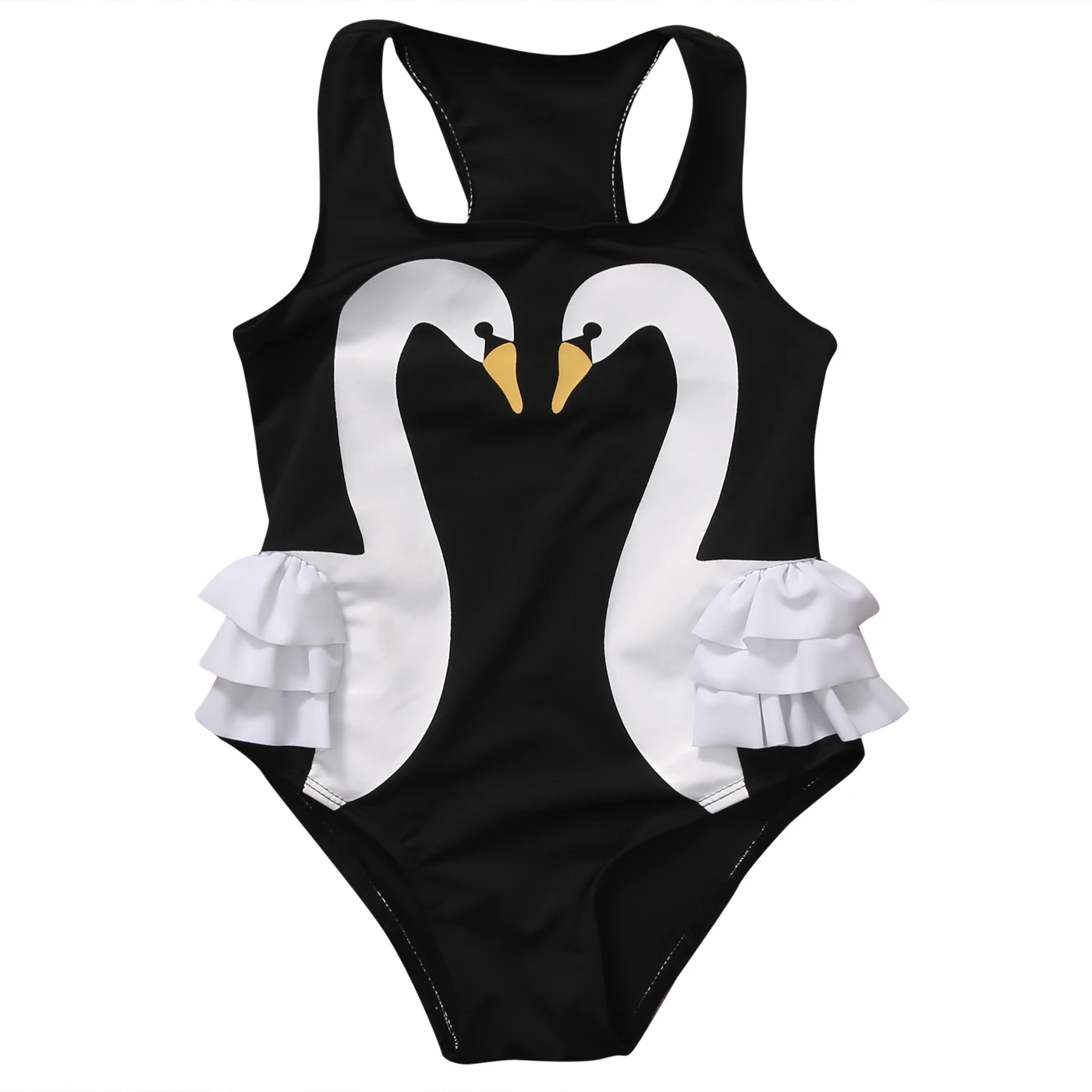 Bavlněné batole Děti Baby Girl Swan Romper Jumpsuit Sunsuit One-kus oblečení oblečení kostýmy