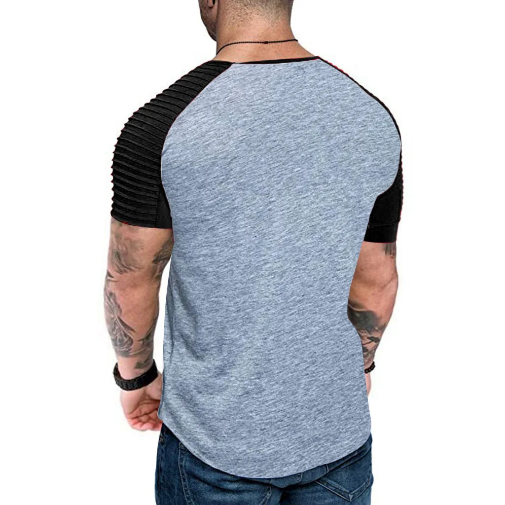 Летняя мужская Спортивная футболка, фитнес-плотно облегающая футболка для бодибилдинга, Мужская короткая хлопковая футболка для бега на плече, цветные подходящие Топы
