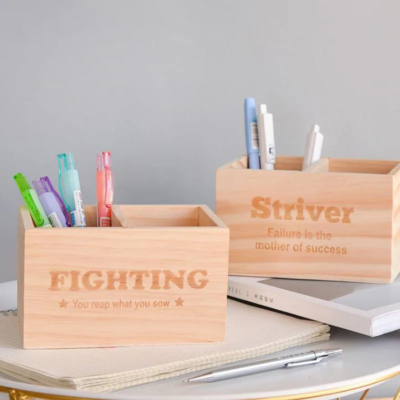 

1 Pcs Novelty Wood Pencil Holder Cute Japanese Students Multi Functional Office Desktop Stand For Pens Stationery Container