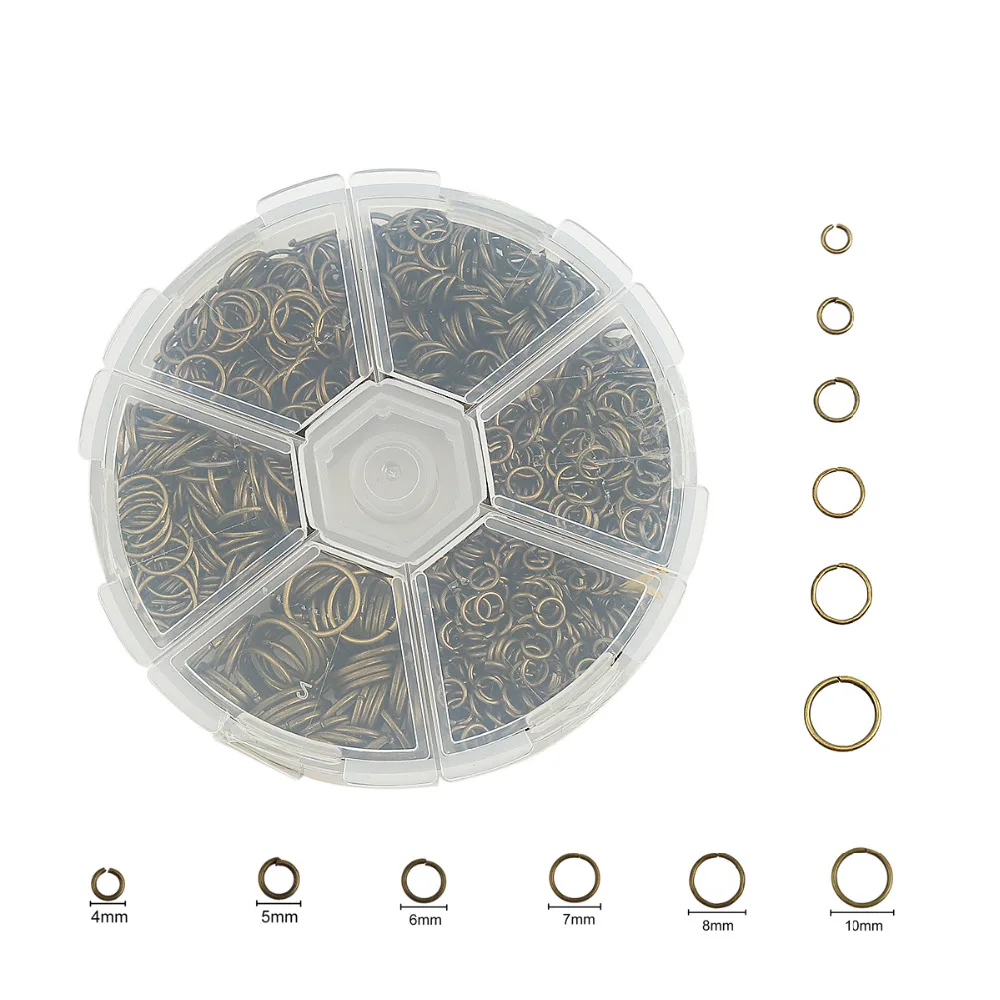 Doreen Box Fixed Mixed Metal Color Transparent Round 6 Grid Plastic 1mm-0.7mm Iron Open Jump Rings 10mm-4mm (About1600PCS) | Украшения и