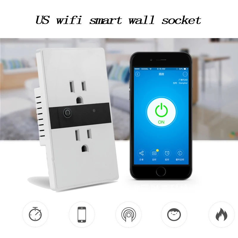 Умная Wi Fi розетка для стены беспроводной настенный выключатель света пластина