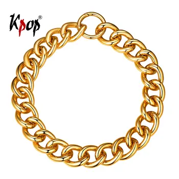 

Kpop Chunky Necklace Heavy Gold Wide Chain Choker Costume Statement Jewelry Large Open Curb Cuban Link Chain Collar 23mm N2313
