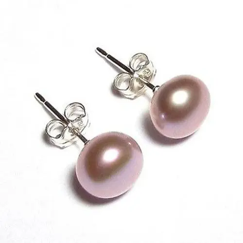 

Free Shipping >>>> Genuine 8-8.5MM AAA Purple Pearl Silver Earring Studs