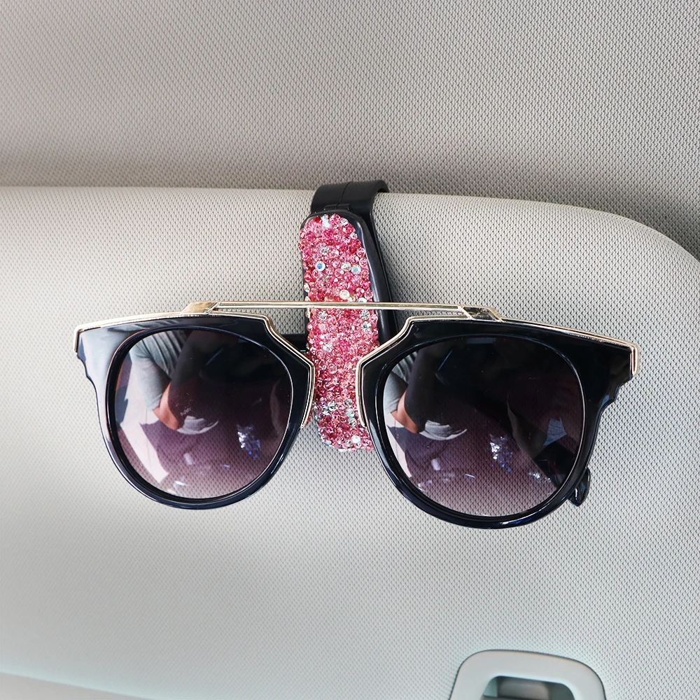Горный хрусталь Алмазный Солнцезащитный козырек Солнцезащитные очки держатель для очков очки держатель для хранения портативный с автозажимом Универсальный