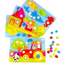 1 Набор Монтессори Деревянные игрушки Танграм/головоломка мультфильм животных деревянные головоломки доска Дети Обучающие Игрушки для раннего развития для детей