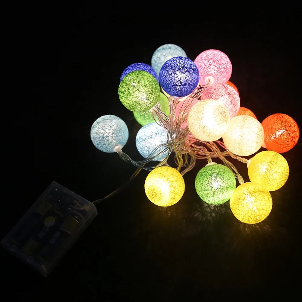 Creative 2.3 Meters 20 LEDs Cotton Balls String Lights Xmas Lovers