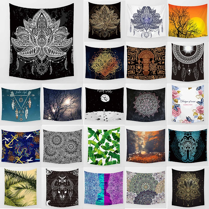 

Unicorn tapestry mandala lotus feather boho style wall hanging tapestry home decoration large rectangle bedroom wall tapestry