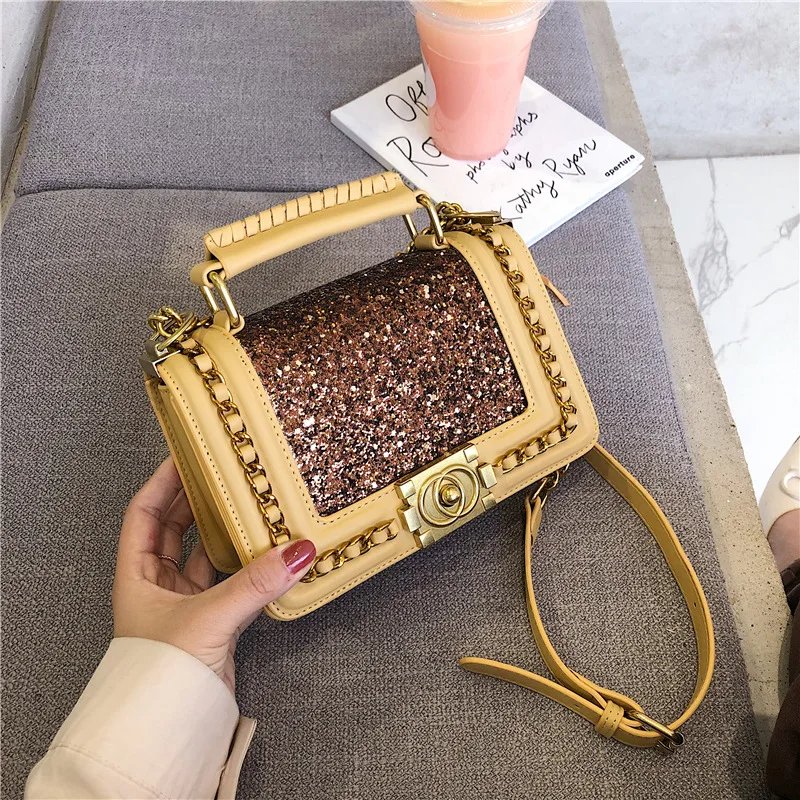 

High Quality Shoulder Bags 2019 Brand Leather Female Crossbody Bag Fashion Sequins Ladies Bag Luxury Ladies Casual Handbags