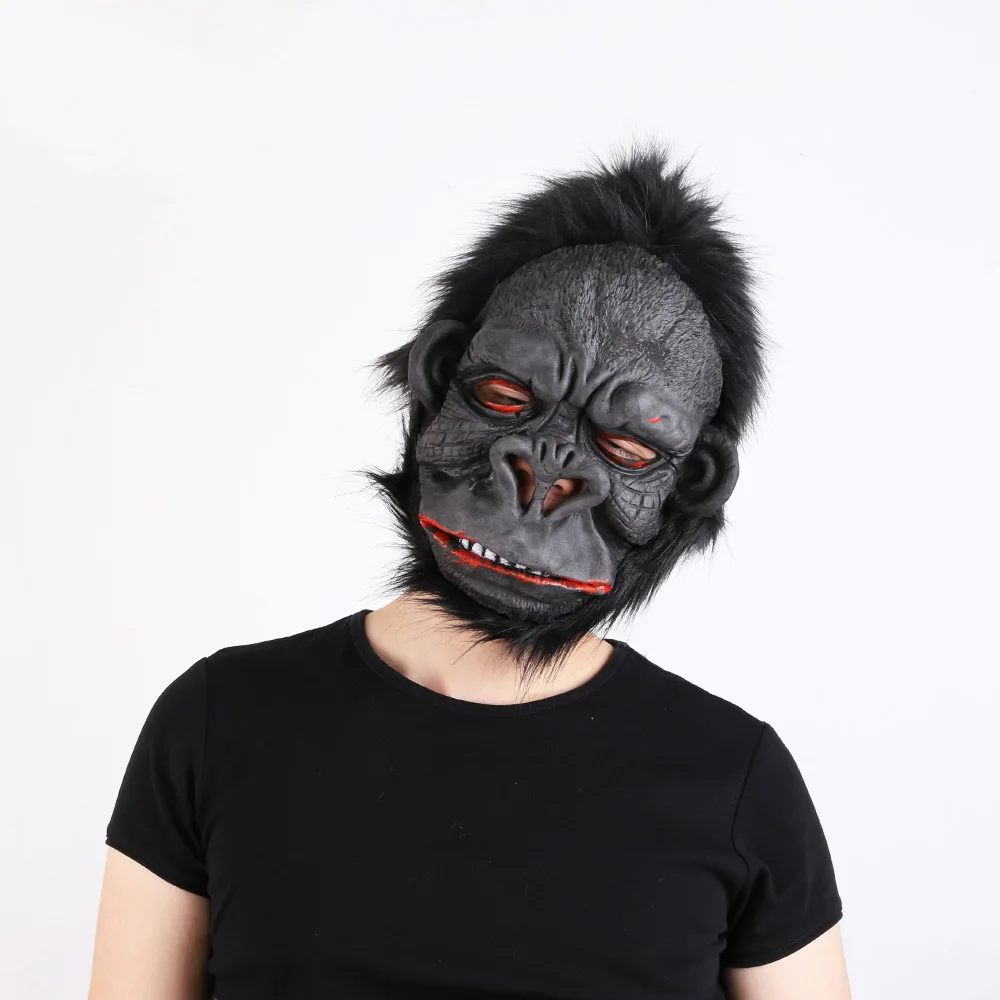 Реалистичная черная маска гориллы человек ужасная маска Copsplay Вечерние Маски для взрослых Хэллоуин маскарад силиконовая маска для лица латекс