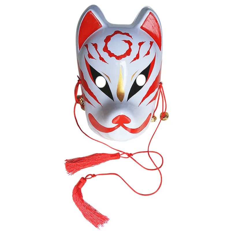 

Takerlama Hand-painted Fox Mask Japanese Full Face PVC Halloween Animal Mask Masquerade Cosplay Party Masks