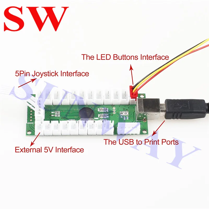 Лучшие продажи DIY 2 плеер аркадные игры; USB контроллер 5Pin аркадный джойстик + 20 x светодиодный световая кнопка + 2 x USB энкодер доска