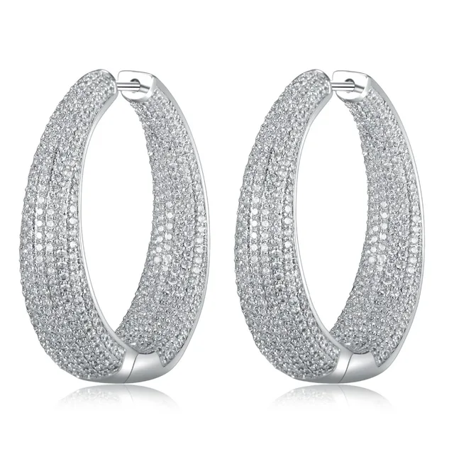 Aliexpress Graybirds Large Hoop Earrings In Gold And White Graybirds Large Hoop Earrings In Gold And White Color Micro Setting High Quality Clear Cz