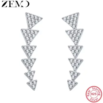 

ZEMO 925 Sterling Silver Ear Cuff Female Clip Earrings With Cubic Zircon for Women Crystal Earrings Fake Piercing Clip on Ear