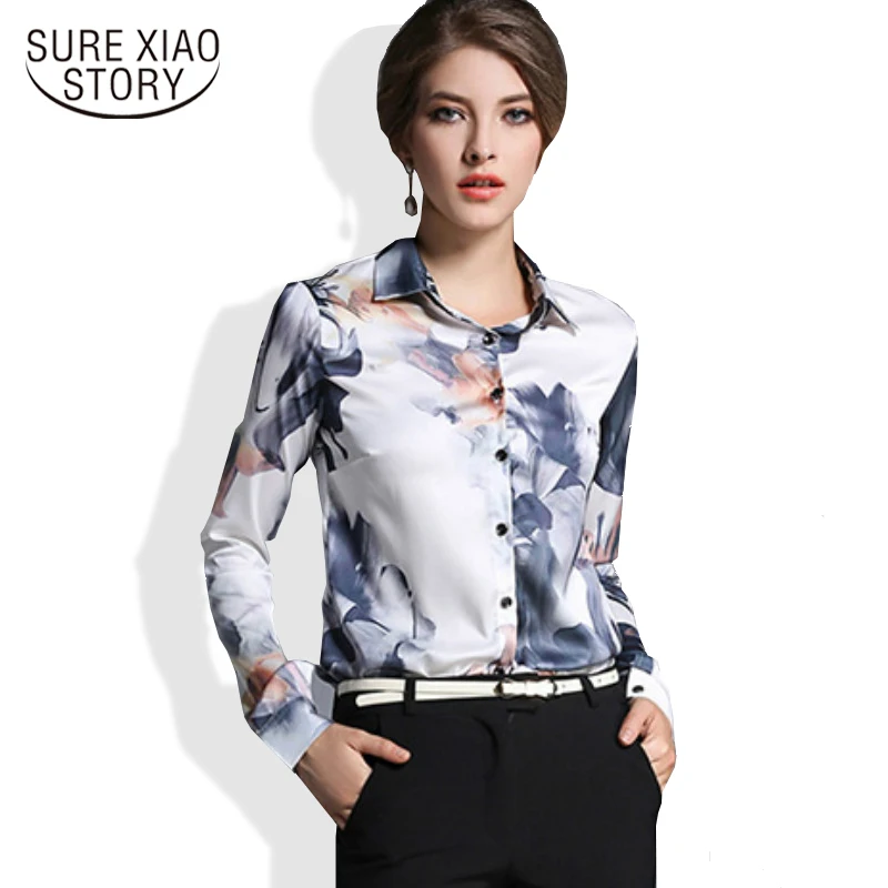 

Hot Sale 2019 New Arrival Autumn Fashion Europe style women Blouse Female Elegant Printed Blouse 706F 30