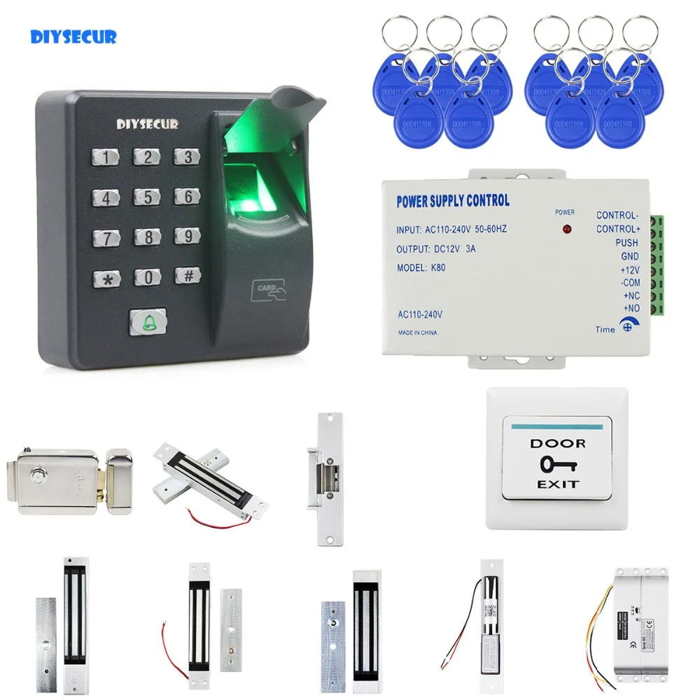 

DIYSECUR Biometric Fingerprint RFID 125KHz Password Keypad Door Access Control System Security Door Lock Kit