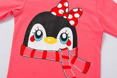 Модная одежда для детей, Детская мода для девочек, хлопковые пижамы Ночная одежда Enfant, детская одежда для девочек с рисунком пингвина, одежда для сна, комплекты одежды для сна, для возраста от года до 7 лет
