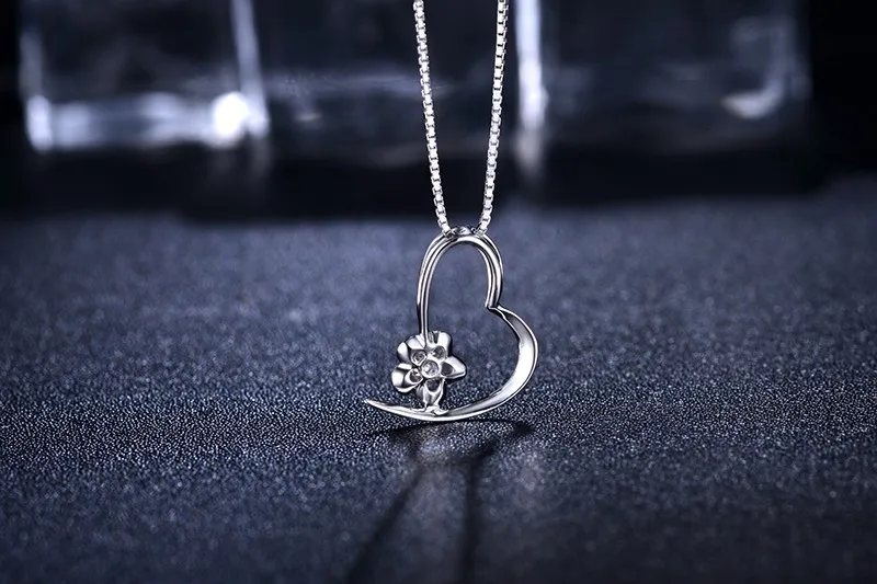 ZOCAI СЕРДЦЕ ОТРАЖЕНИЕ 18 К White Gold 0.03 ct CERTIFIED H/SI Алмазный кулон с 925 Серебряная цепочка Цепочки и ожерелья d00006