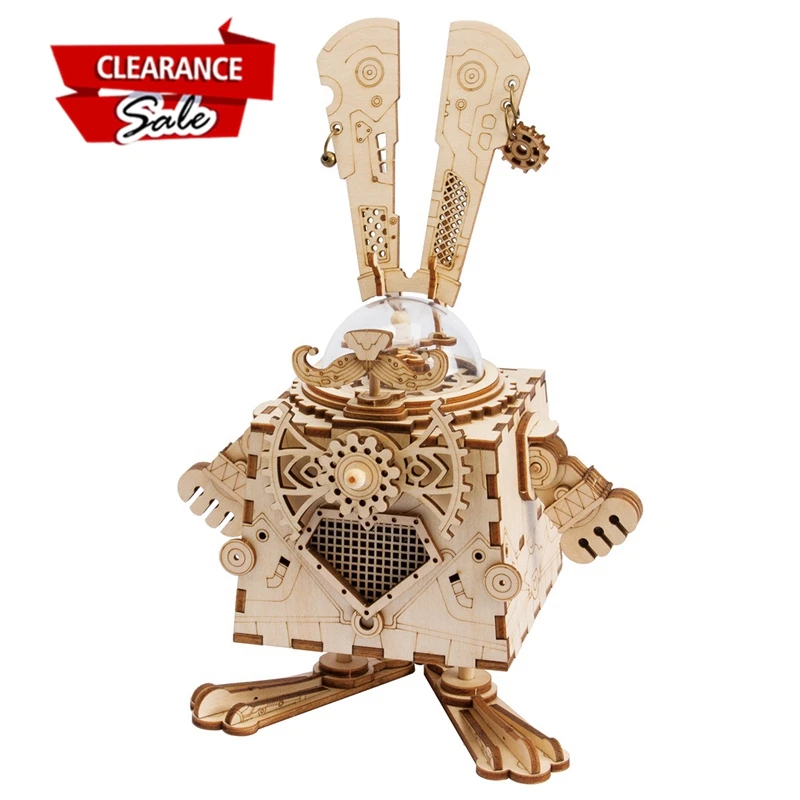 

Europe Buyer Super Deal Robotime DIY 3D Steampunk Rabbit Puzzle Game Assembled Wooden Music Box Toy Gift for Children Teen AM481