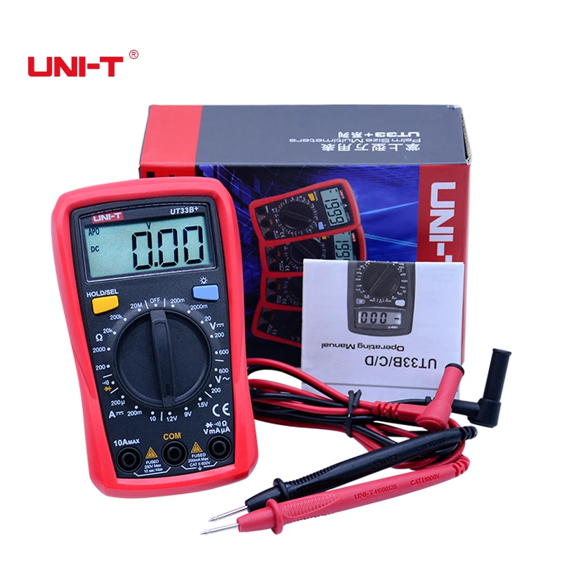 Digital Multimeter UT33A+/B+/C+/D+ Max voltage 600V Non-contact temperature tester with LCD backlight display - Color: UT33B
